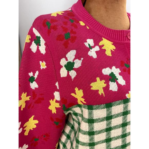 Molly Goddard Sz M Sonia Cardigan Pink Jacquard Cottage Preppy Geek Chic Whimsy - Picture 5 of 16